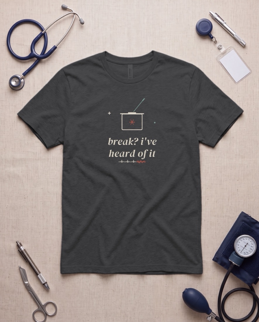 Break? I've Heard Of It tee, flat lay in the contrast colourway
